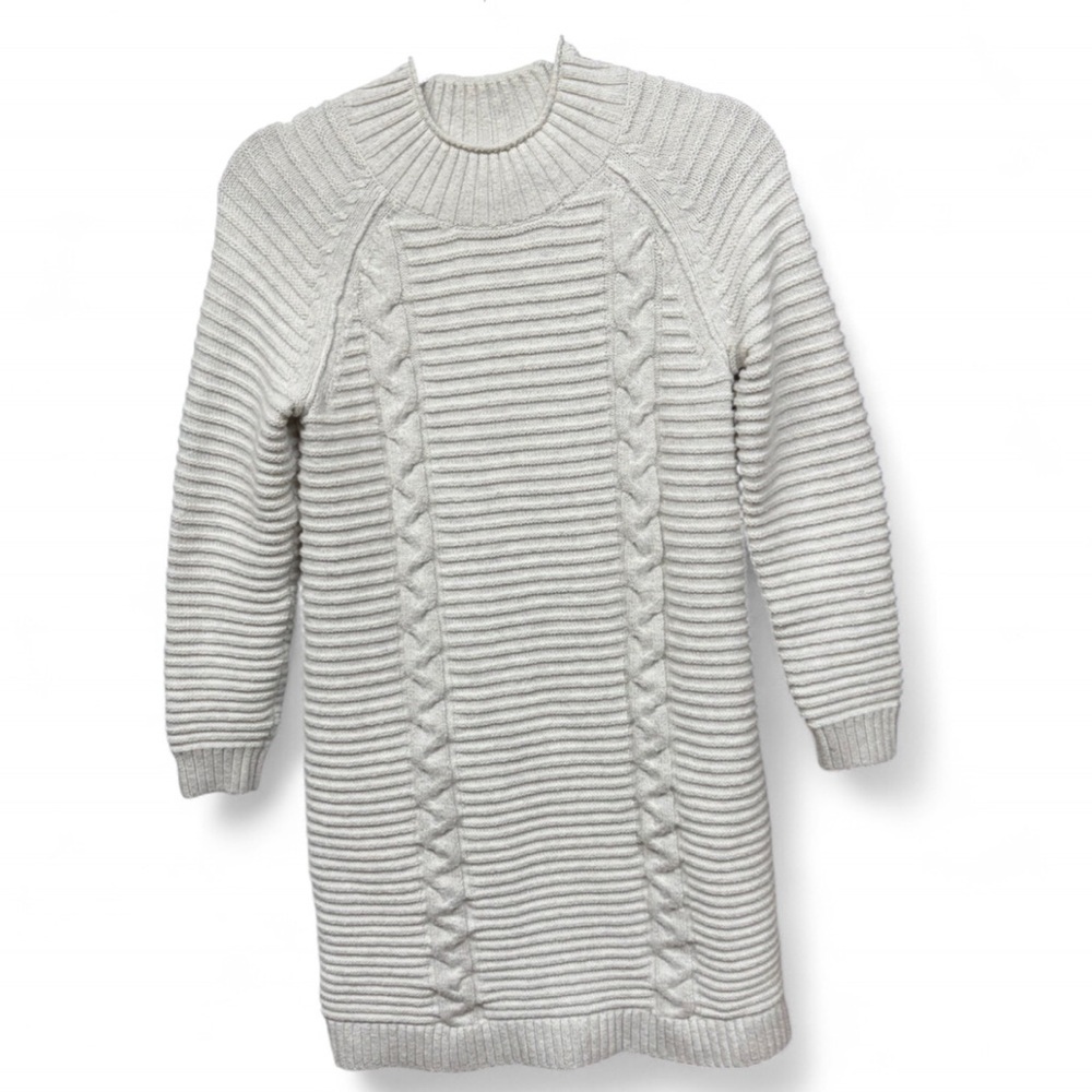 Banana Republic Ribbed Cable Knit Funnel Neck Sweater Mini Dress - Picture 2 of 7
